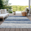 Piper Looms Chantille Stripes ACN859 Navy Machine Washable Area Rug Outdoor Lifestyle Image Feature