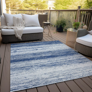 Piper Looms Chantille Stripes ACN859 Navy Machine Washable Area Rug Outdoor Lifestyle Image Feature
