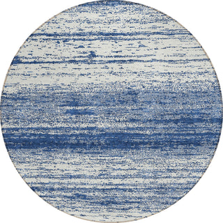 Piper Looms Chantille Stripes ACN859 Navy Machine Washable Area Rug Round Main Image