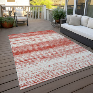 Piper Looms Chantille Stripes ACN859 Red Machine Washable Area Rug Outdoor Lifestyle Image Feature