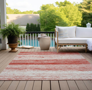 Piper Looms Chantille Stripes ACN859 Red Machine Washable Area Rug Outdoor Lifestyle Image Feature
