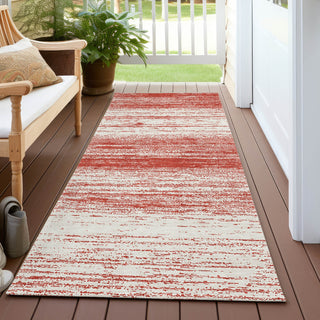Piper Looms Chantille Stripes ACN859 Red Machine Washable Area Rug Runner Outdoor Lifestyle Image Feature