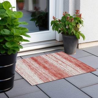 Piper Looms Chantille Stripes ACN859 Red Machine Washable Area Rug Scatter Outdoor Lifestyle Image Feature