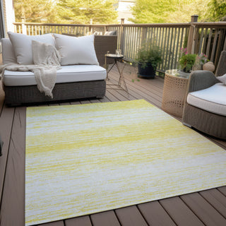 Piper Looms Chantille Stripes ACN859 Yellow Machine Washable Area Rug Outdoor Lifestyle Image Feature