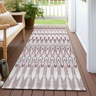 Piper Looms Chantille Southwest ACN860 Pink Machine Washable Area Rug Runner Outdoor Lifestyle Image Feature