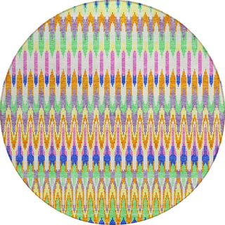 Piper Looms Chantille Southwest ACN860 White Machine Washable Area Rug Round Main Image