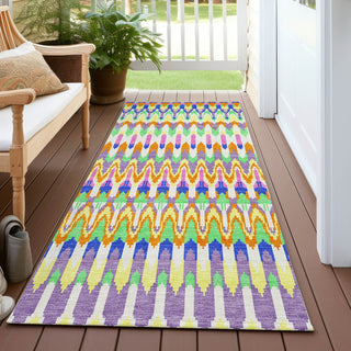 Piper Looms Chantille Southwest ACN860 White Machine Washable Area Rug Runner Outdoor Lifestyle Image Feature