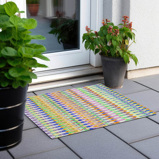 Piper Looms Chantille Southwest ACN860 White Machine Washable Area Rug Scatter Outdoor Lifestyle Image Feature