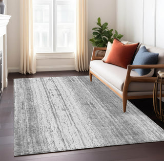 Piper Looms Chantille Stripes ACN861 Gray Machine Washable Area Rug Lifestyle Image Feature