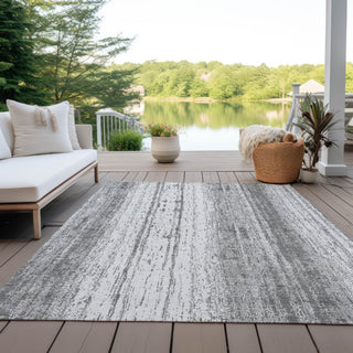 Piper Looms Chantille Stripes ACN861 Gray Machine Washable Area Rug Outdoor Lifestyle Image Feature