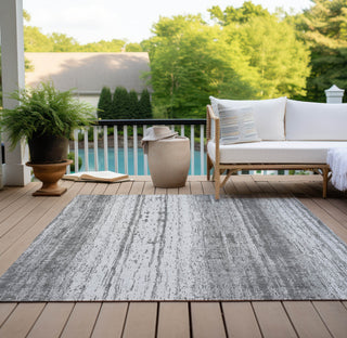 Piper Looms Chantille Stripes ACN861 Gray Machine Washable Area Rug Outdoor Lifestyle Image Feature