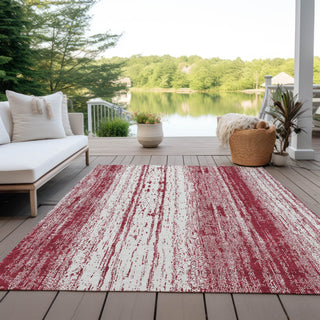 Piper Looms Chantille Stripes ACN861 Merlot Machine Washable Area Rug Outdoor Lifestyle Image Feature