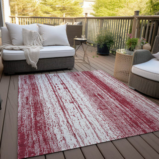 Piper Looms Chantille Stripes ACN861 Merlot Machine Washable Area Rug Outdoor Lifestyle Image Feature