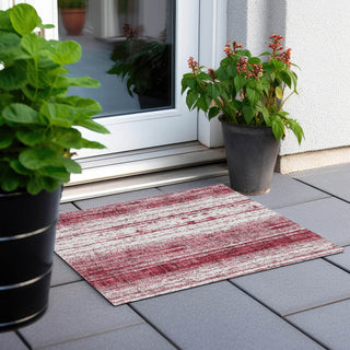 Piper Looms Chantille Stripes ACN861 Merlot Machine Washable Area Rug Scatter Outdoor Lifestyle Image Feature