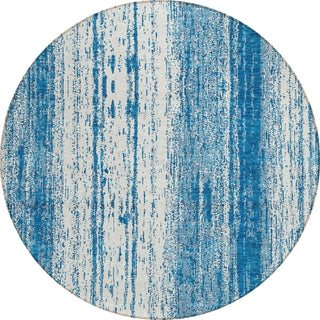 Piper Looms Chantille Stripes ACN861 Navy Machine Washable Area Rug Round Main Image