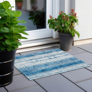 Piper Looms Chantille Stripes ACN861 Navy Machine Washable Area Rug Scatter Outdoor Lifestyle Image Feature