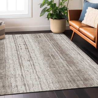Piper Looms Chantille Stripes ACN861 Taupe Machine Washable Area Rug Lifestyle Image Feature