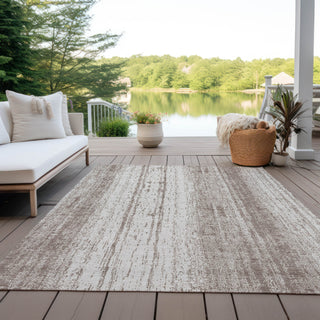 Piper Looms Chantille Stripes ACN861 Taupe Machine Washable Area Rug Outdoor Lifestyle Image Feature