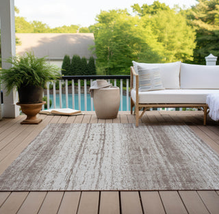 Piper Looms Chantille Stripes ACN861 Taupe Machine Washable Area Rug Outdoor Lifestyle Image Feature