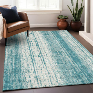 Piper Looms Chantille Stripes ACN861 Teal Machine Washable Area Rug Lifestyle Image Feature