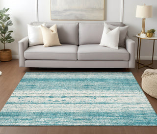 Piper Looms Chantille Stripes ACN861 Teal Machine Washable Area Rug Lifestyle Image Feature
