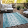 Piper Looms Chantille Stripes ACN861 Teal Machine Washable Area Rug Outdoor Lifestyle Image Feature