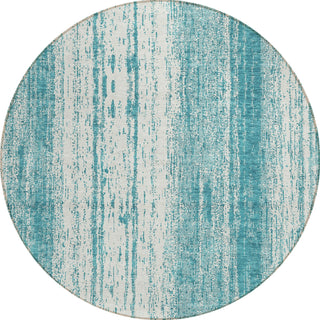 Piper Looms Chantille Stripes ACN861 Teal Machine Washable Area Rug Round Main Image