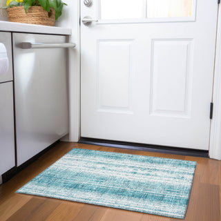 Piper Looms Chantille Stripes ACN861 Teal Machine Washable Area Rug Scatter Lifestyle Image Feature