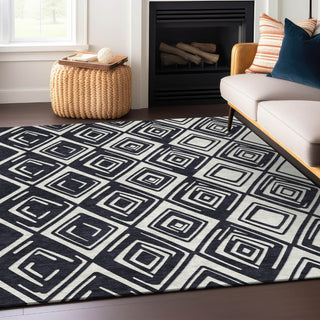 Piper Looms Chantille Diamonds ACN862 Black Machine Washable Area Rug Lifestyle Image Feature