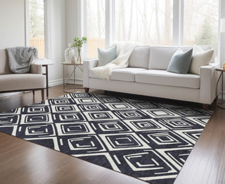Piper Looms Chantille Diamonds ACN862 Black Machine Washable Area Rug Lifestyle Image Feature