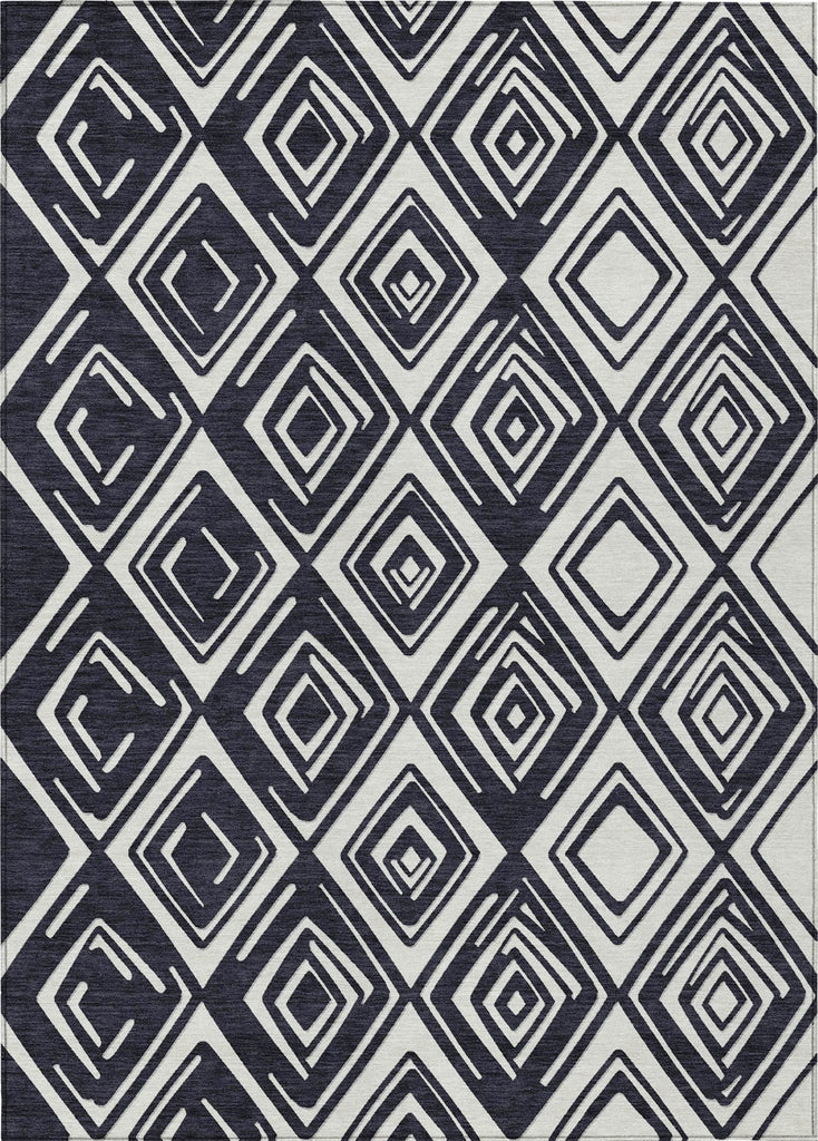 Piper Looms Chantille Diamonds ACN862 Black Machine Washable Area Rug main image