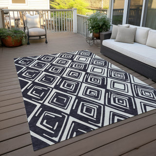 Piper Looms Chantille Diamonds ACN862 Black Machine Washable Area Rug Outdoor Lifestyle Image Feature
