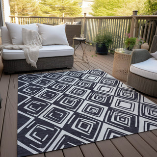 Piper Looms Chantille Diamonds ACN862 Black Machine Washable Area Rug Outdoor Lifestyle Image Feature