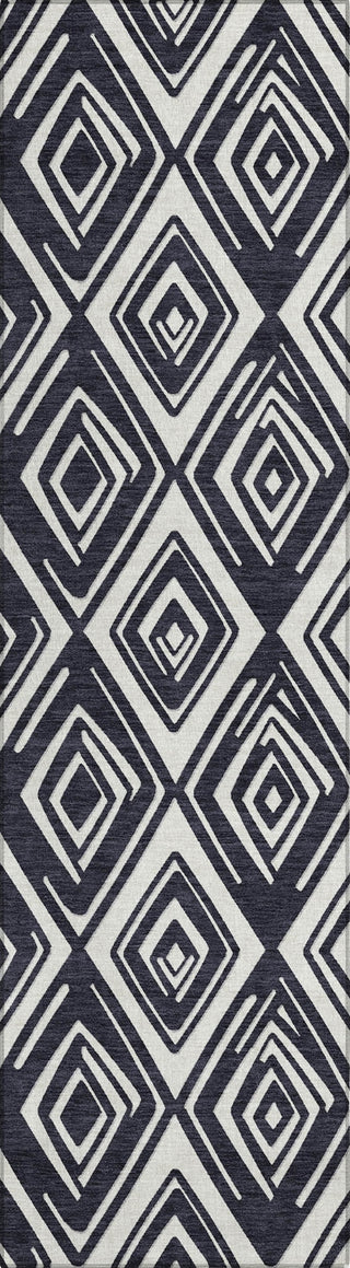 Piper Looms Chantille Diamonds ACN862 Black Machine Washable Area Rug Runner Main Image