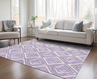 Piper Looms Chantille Diamonds ACN862 Lavender Machine Washable Area Rug Lifestyle Image Feature