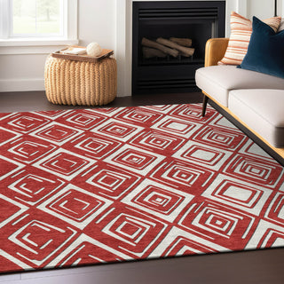 Piper Looms Chantille Diamonds ACN862 Red Machine Washable Area Rug Lifestyle Image Feature