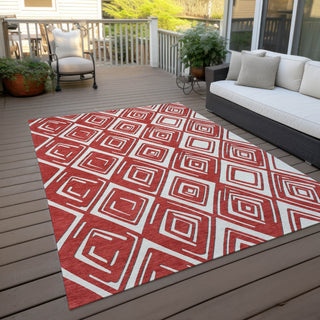 Piper Looms Chantille Diamonds ACN862 Red Machine Washable Area Rug Outdoor Lifestyle Image Feature