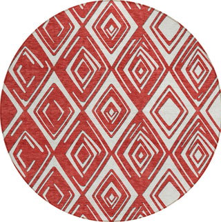Piper Looms Chantille Diamonds ACN862 Red Machine Washable Area Rug Round Main Image