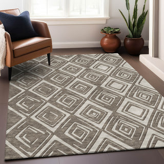 Piper Looms Chantille Diamonds ACN862 Taupe Machine Washable Area Rug Lifestyle Image Feature