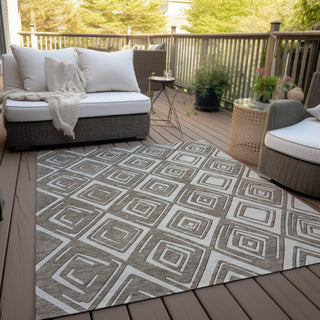 Piper Looms Chantille Diamonds ACN862 Taupe Machine Washable Area Rug Outdoor Lifestyle Image Feature