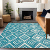 Piper Looms Chantille Diamonds ACN862 Teal Machine Washable Area Rug Lifestyle Image Feature