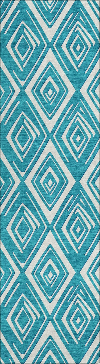 Piper Looms Chantille Diamonds ACN862 Teal Machine Washable Area Rug Runner Main Image