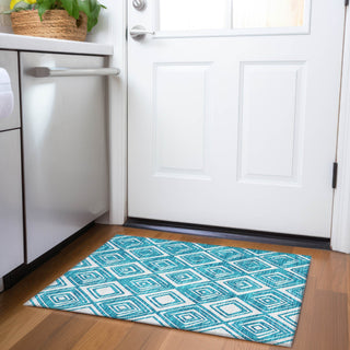 Piper Looms Chantille Diamonds ACN862 Teal Machine Washable Area Rug Scatter Lifestyle Image Feature