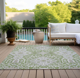 Piper Looms Chantille Diamonds ACN863 Aloe Machine Washable Area Rug Outdoor Lifestyle Image Feature