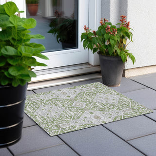 Piper Looms Chantille Diamonds ACN863 Aloe Machine Washable Area Rug Scatter Outdoor Lifestyle Image Feature