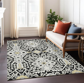 Piper Looms Chantille Diamonds ACN863 Black Machine Washable Area Rug Lifestyle Image Feature