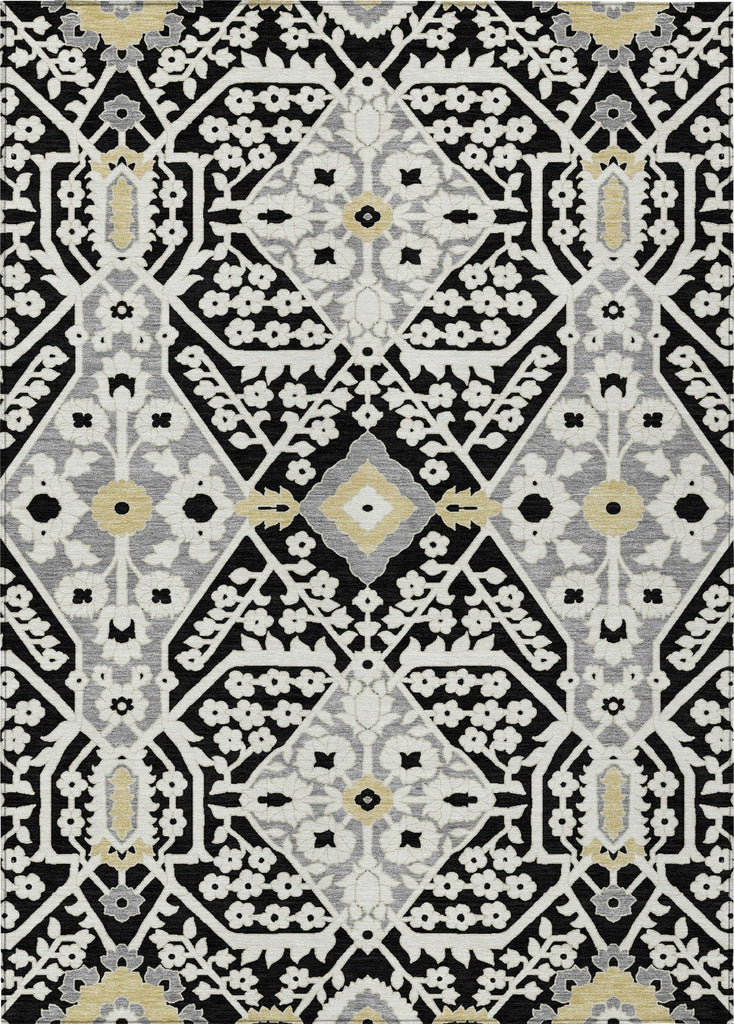 Piper Looms Chantille Diamonds ACN863 Black Machine Washable Area Rug main image