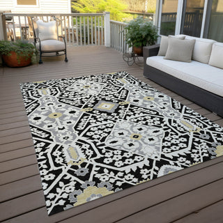 Piper Looms Chantille Diamonds ACN863 Black Machine Washable Area Rug Outdoor Lifestyle Image Feature