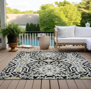 Piper Looms Chantille Diamonds ACN863 Black Machine Washable Area Rug Outdoor Lifestyle Image Feature