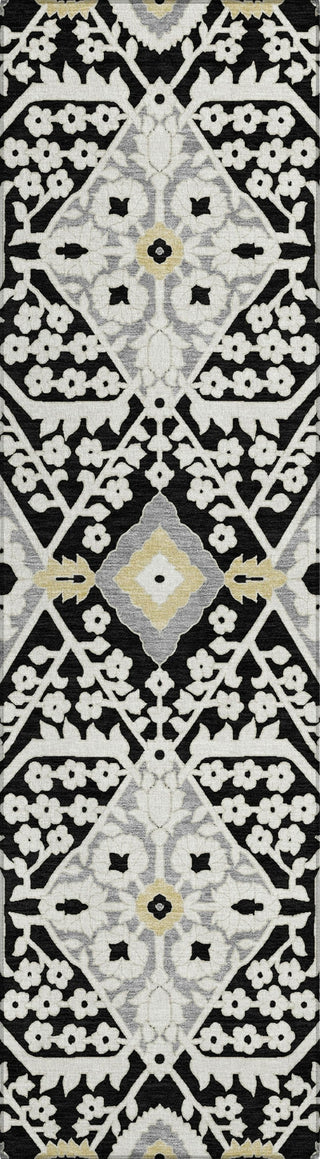 Piper Looms Chantille Diamonds ACN863 Black Machine Washable Area Rug Runner Main Image